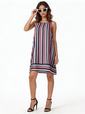 MAX STUDIO | Striped Sleeveless A-line Dress Sz S